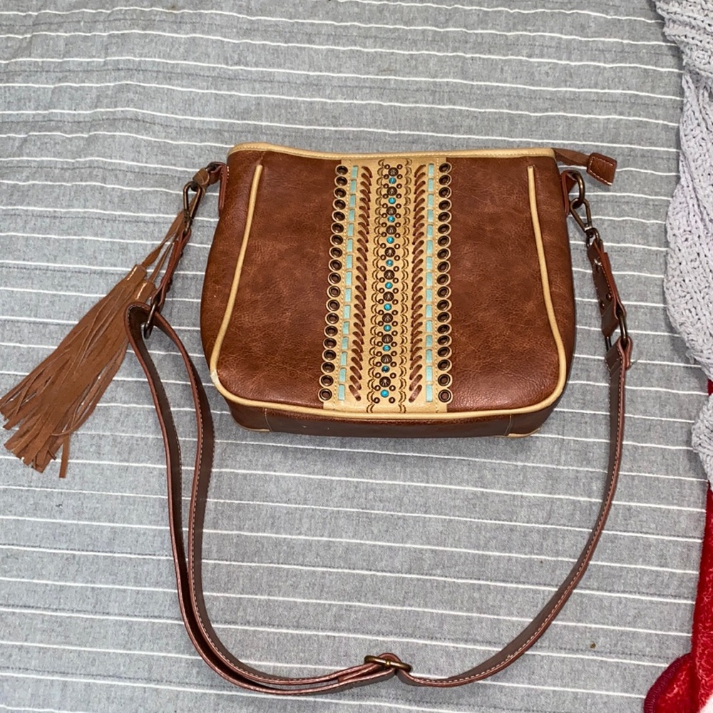 Brown leather purse